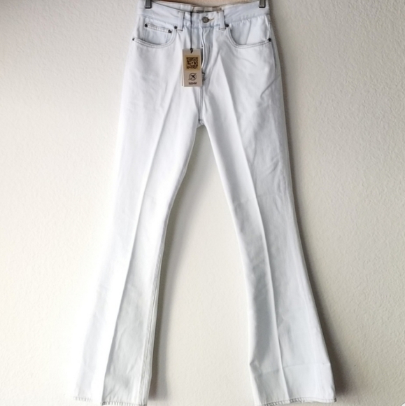 Golden Goose High Rise Boot Cut Jeans Light Wash Bleached Blue Size 28 - Picture 5 of 10